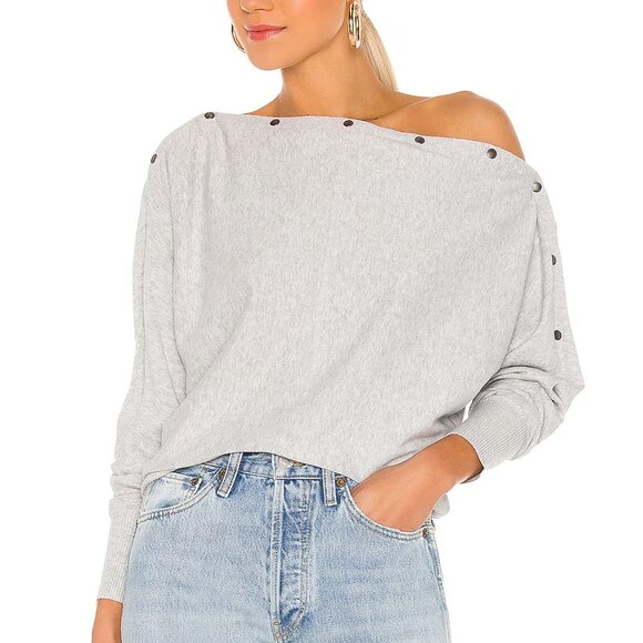 Allsaints Ellie pink watermelon dolman sleeve snap neck sweater XS - Picture 5 of 7